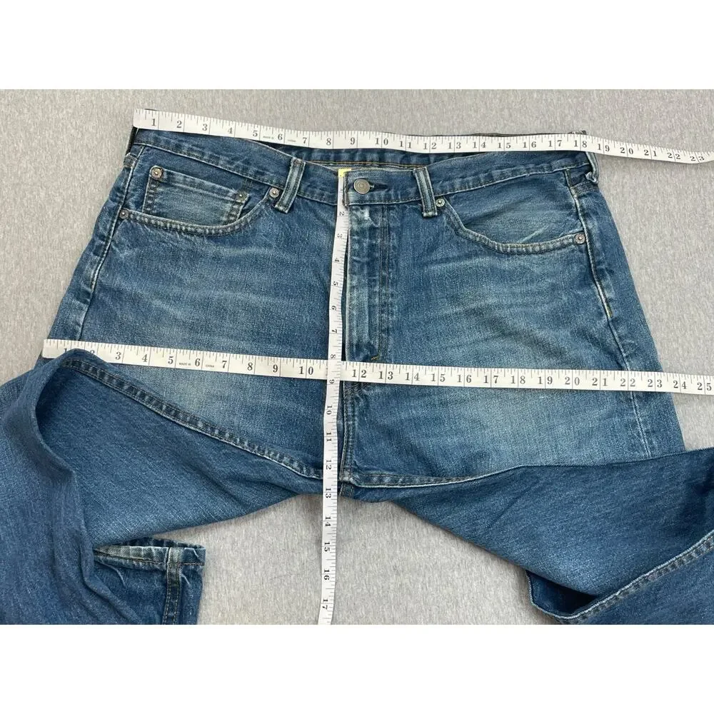 Levis 505 Jeans Mens 38 x 32 Blue 100% Cotton Regular Fit Straight Leg‎